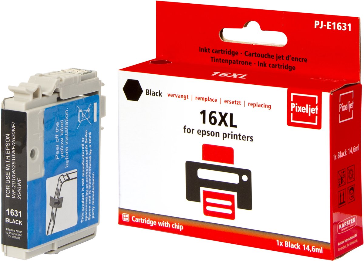 Epson 16XL bk (T1631) inktcartridge |Zwart| - Pixeljet